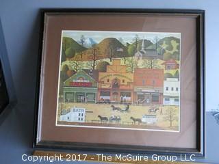 Framed streetscape, American Gothic style; 16 x 18"