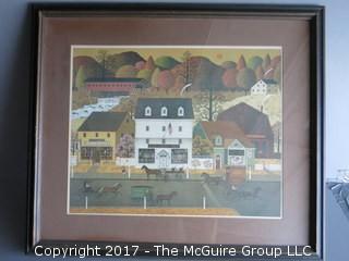 Framed streetscape, American Gothic style; 16 x 18"