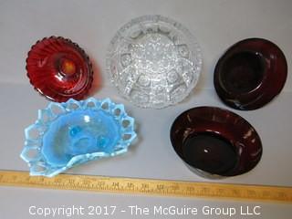 Collection of glassware including brilliant cut glass bowl