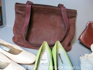 (3) Handbags including Coach and 2 pair of ladies new shoes; size 8 1/2