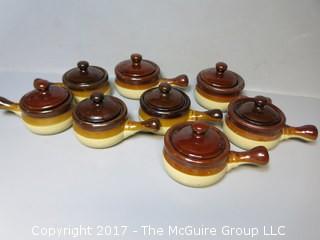 Collection of (8) covered bean pots