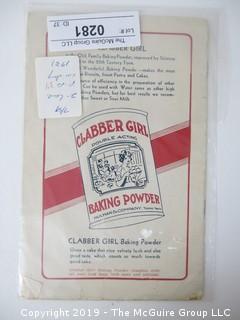 1931; Clabber Girl Baking Powder