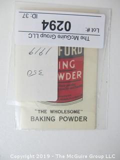 1919; Rumford Baking Powder