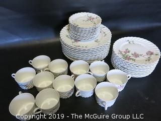 (46) pieces of French Haviland Limoges China: 11 dinner plates, 11 salad plates, 12 cups and saucers  