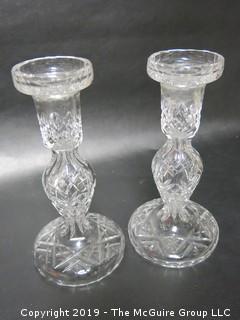 Pair of Waterford Cut Crystal Clear Candlesticks