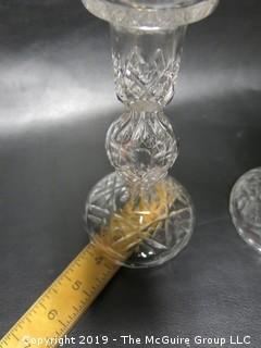 Pair of Waterford Cut Crystal Clear Candlesticks