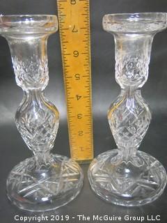 Pair of Waterford Cut Crystal Clear Candlesticks