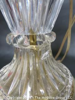 Pair of Cut Crystal Table Lamps (Note: 1 has broken glass - see photo)