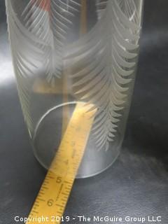 Tall Etched Glass Lamp/Candle Shade