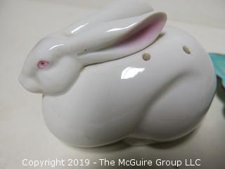 Collection including enamel trays; Neiman Marcus Bunny; crystal handled razor;  English Keepsake Box and "Old Castle" Pitcher, Made in England