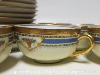 (23) pieces of B&G Limoges China sold by L. Bernardaud & Co; 11 cups and 12 saucers  