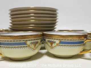 (23) pieces of B&G Limoges China sold by L. Bernardaud & Co; 11 cups and 12 saucers  