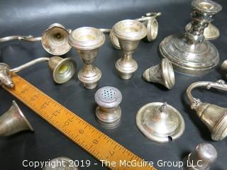 Collection of Sterling Weighted Candleabra and Candlesticks; 200 g of sterling and 2680 grams of sterling weighted 