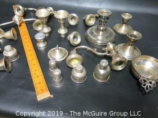 Collection of Sterling Weighted Candleabra and Candlesticks; 200 g of sterling and 2680 grams of sterling weighted 