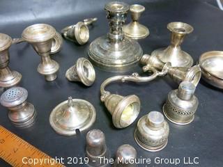 Collection of Sterling Weighted Candleabra and Candlesticks; 200 g of sterling and 2680 grams of sterling weighted 