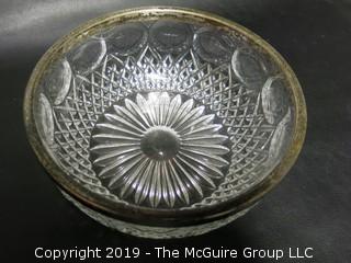 Cut Crystal Serving Bowl with Sterling Rim; marked Germany