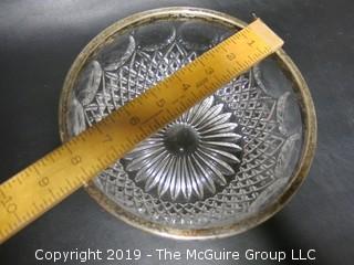 Cut Crystal Serving Bowl with Sterling Rim; marked Germany