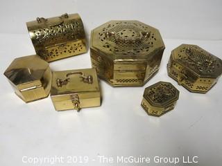 Collection of brass keepsake boxes