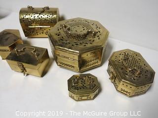 Collection of brass keepsake boxes