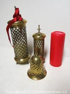 Collection of brass candleholders