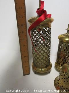 Collection of brass candleholders