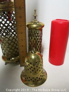 Collection of brass candleholders