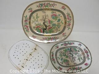 (3) Large Hand Painted Ceramic Platters 