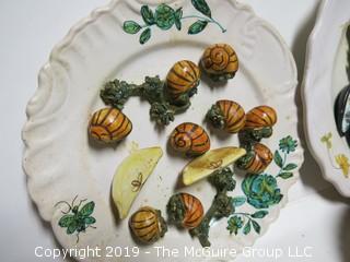 Set of (7) Italian "Plated Seafood" plus covered bowl (does not match)