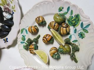 Set of (7) Italian "Plated Seafood" plus covered bowl (does not match)