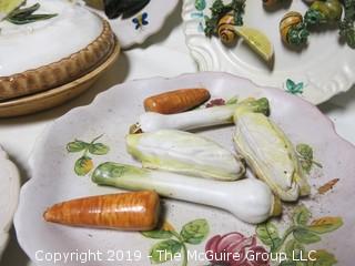 Set of (7) Italian "Plated Seafood" plus covered bowl (does not match)