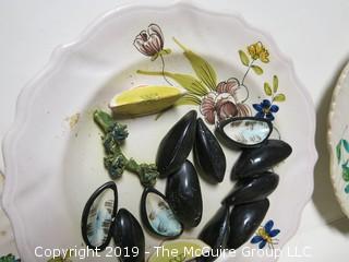 Set of (7) Italian "Plated Seafood" plus covered bowl (does not match)