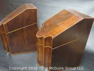 Pair of 18th C. American Inlaid Mahogany Knife Boxes w/ Inserts (Note: Age split on side of one) 