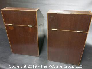 Pair of 18th C. American Inlaid Mahogany Knife Boxes w/ Inserts (Note: Age split on side of one) 