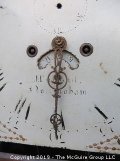 8 day English Walnut Longcase Clock with White Painted Dial, circa 1770-1870; marked "J. Turnworth, Nottingham; includes weights - no pendulum.  88" tall (Description altered March 26 @ 11:45am ET)