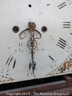 8 day English Walnut Longcase Clock with White Painted Dial, circa 1770-1870; marked "J. Turnworth, Nottingham; includes weights - no pendulum.  88" tall (Description altered March 26 @ 11:45am ET)