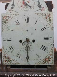 8 day English Walnut Longcase Clock with White Painted Dial, circa 1770-1870; marked "J. Turnworth, Nottingham; includes weights - no pendulum.  88" tall (Description altered March 26 @ 11:45am ET)