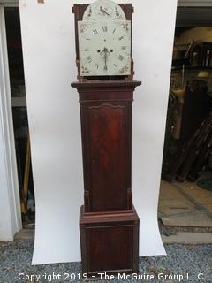 8 day English Walnut Longcase Clock with White Painted Dial, circa 1770-1870; marked "J. Turnworth, Nottingham; includes weights - no pendulum.  88" tall (Description altered March 26 @ 11:45am ET)