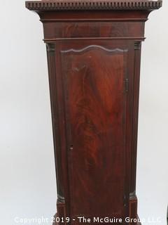 8 day English Walnut Longcase Clock with White Painted Dial, circa 1770-1870; marked "J. Turnworth, Nottingham; includes weights - no pendulum.  88" tall (Description altered March 26 @ 11:45am ET)