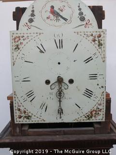 8 day English Walnut Longcase Clock with White Painted Dial, circa 1770-1870; marked "J. Turnworth, Nottingham; includes weights - no pendulum.  88" tall (Description altered March 26 @ 11:45am ET)