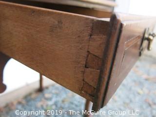 English bookmatched walnut veneered Lowboy with Inlay, dovetailed drawers and Cabriole Legs (Dimensions: 20" deep x 30"wide x 27" Tall) 