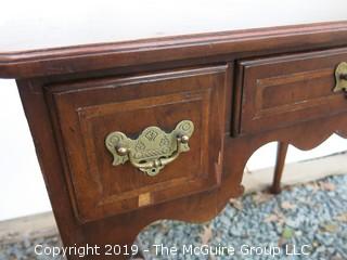 English bookmatched walnut veneered Lowboy with Inlay, dovetailed drawers and Cabriole Legs (Dimensions: 20" deep x 30"wide x 27" Tall) 