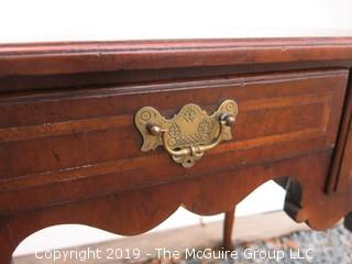 English bookmatched walnut veneered Lowboy with Inlay, dovetailed drawers and Cabriole Legs (Dimensions: 20" deep x 30"wide x 27" Tall) 