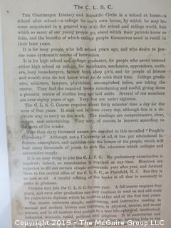 Old Paper: 1880's Chatauqua: Coursework Materials for Correspondence Courses.  See the many photos.  