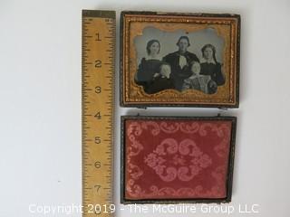 Quarter-plate Ambrotype photograph of family in traditional case (Description altered: March 25, 2:04pm)