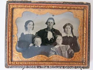 Quarter-plate Ambrotype photograph of family in traditional case (Description altered: March 25, 2:04pm)