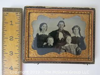 Quarter-plate Ambrotype photograph of family in traditional case (Description altered: March 25, 2:04pm)