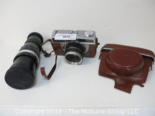 Anscomark Vintage Camera with 50mm, f.2.8 lens; leather case and additional 300mm,1:5.5 Teleoptic Continar lens