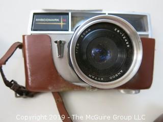 Anscomark Vintage Camera with 50mm, f.2.8 lens; leather case and additional 300mm,1:5.5 Teleoptic Continar lens