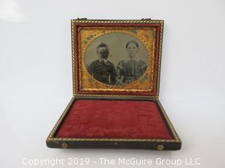 Sixth-plate Ambrotype photograph of siblings in traditional case;  (Description altered: March 25, 2:04pm)