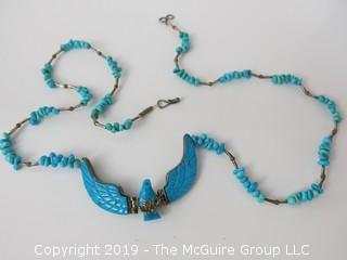 Sterling and turquoise ladies necklace; marked "W"